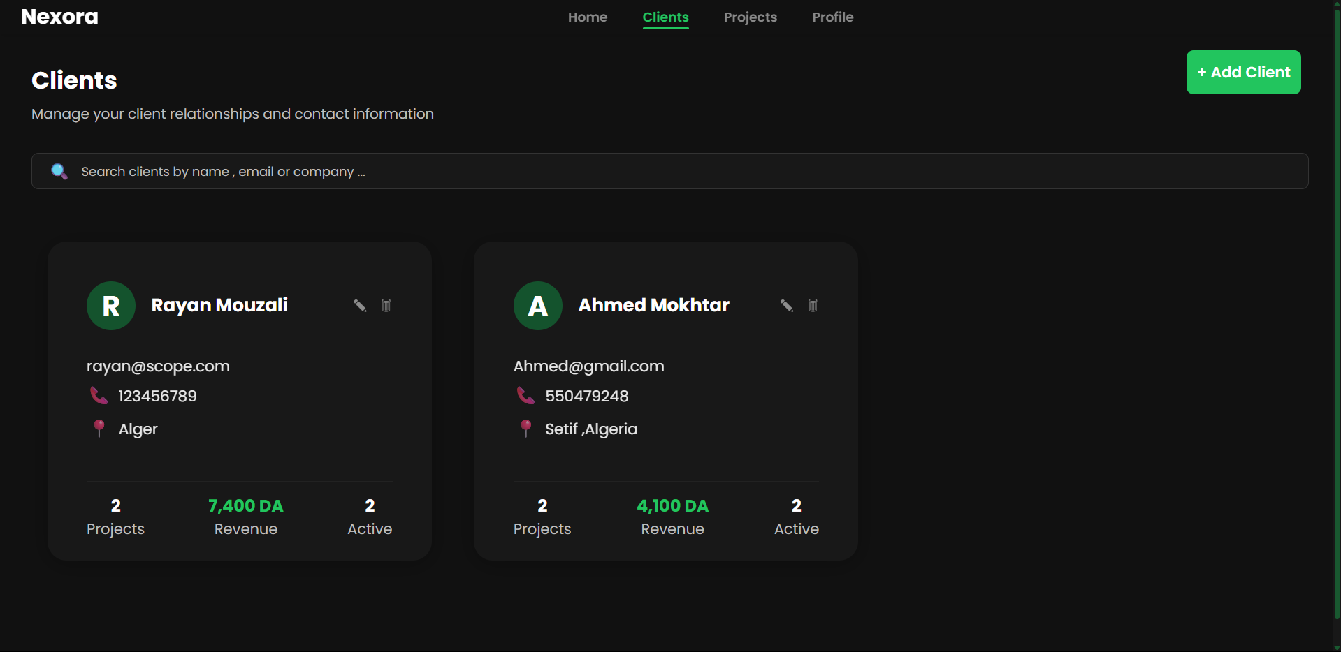 NEXORA Platform Screenshot 3